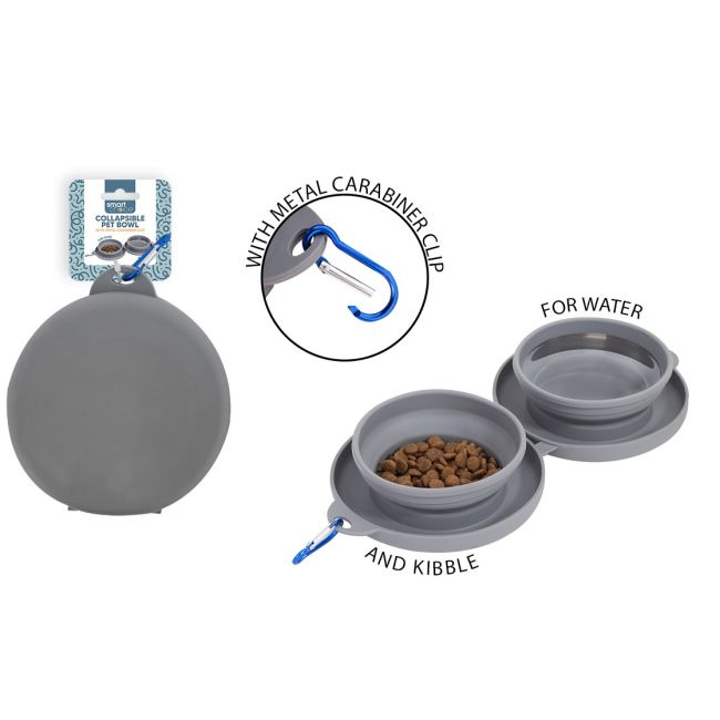 Double Collapsible Dog Travel Bowls with Carabiner