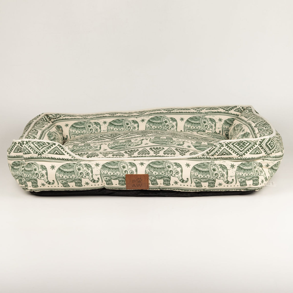 Green Elephant Print Dog Bed 60cm