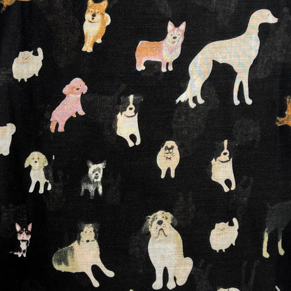 Black Mixed-Breed Dog Print Scarf