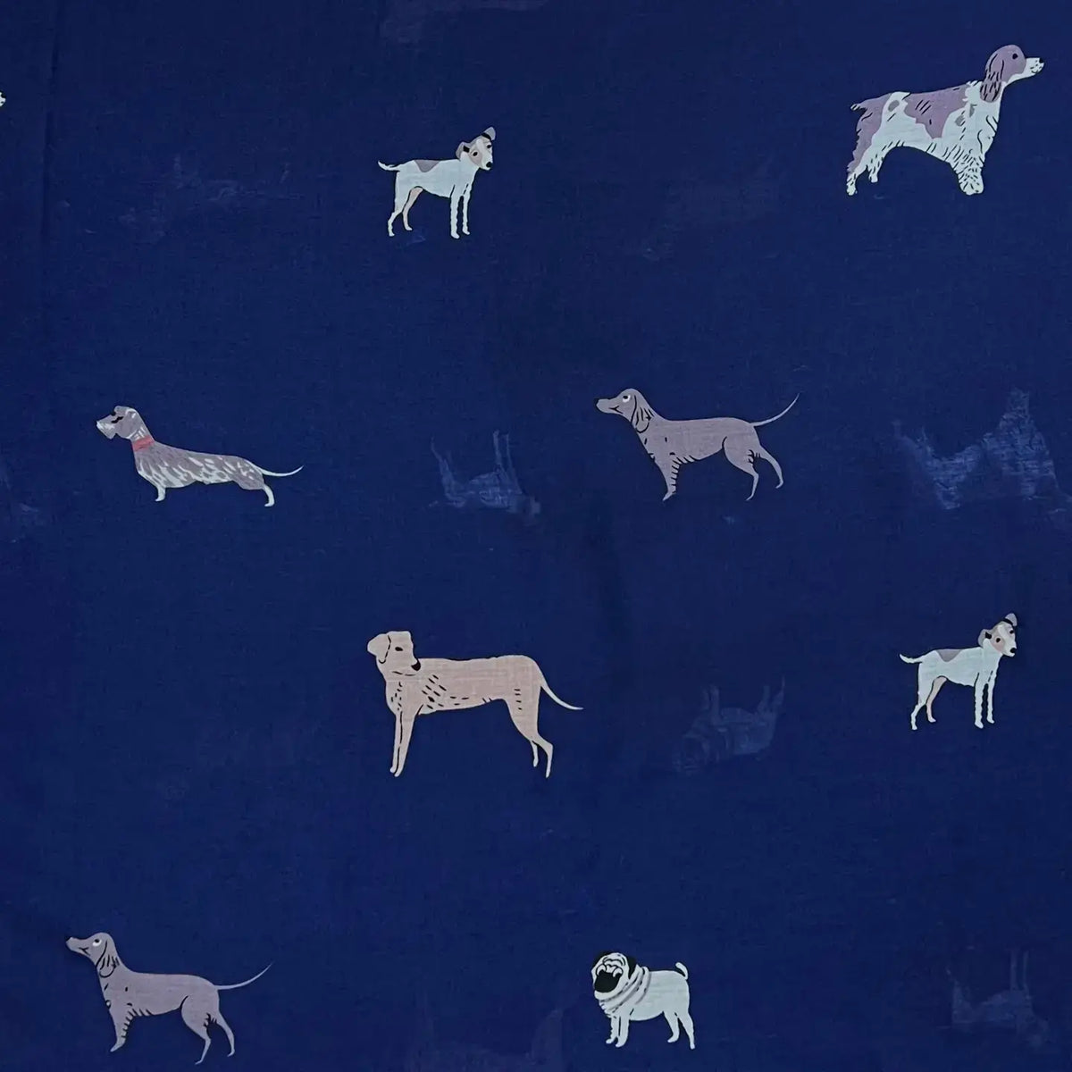 Dog Print Scarf – Mocha, White & Navy