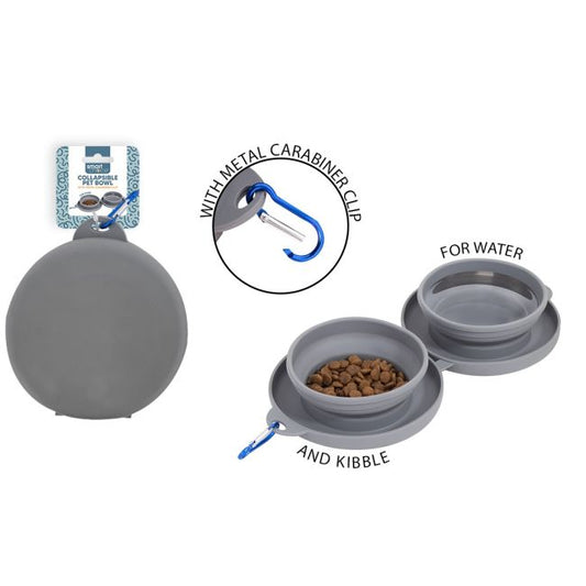 Double Collapsible Dog Travel Bowls with Carabiner
