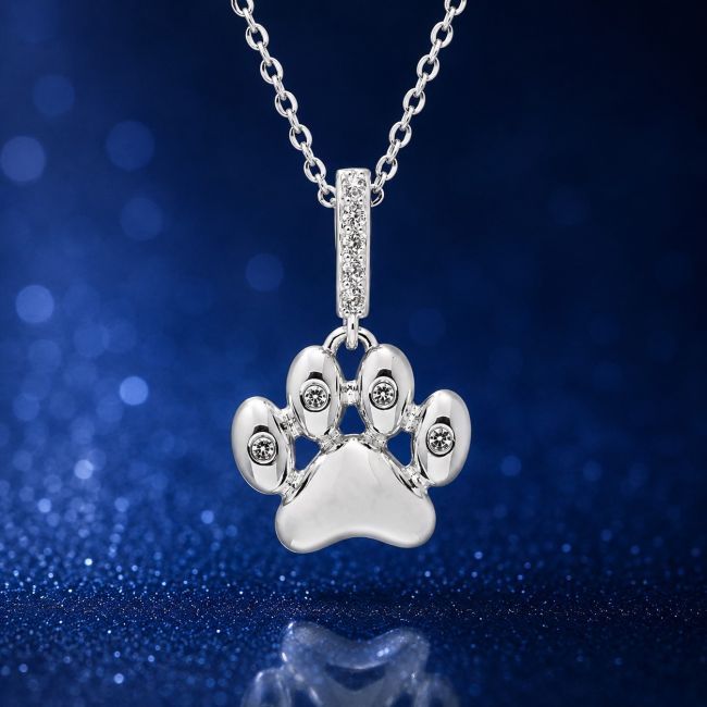Paw Print Silver Plated Necklace