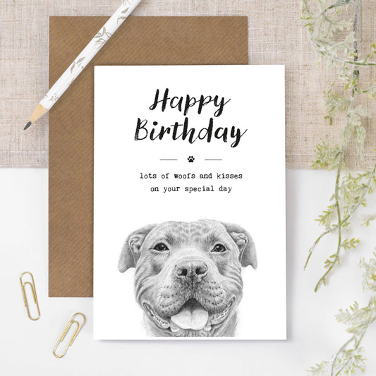 Staffie Birthday Card from the Dog