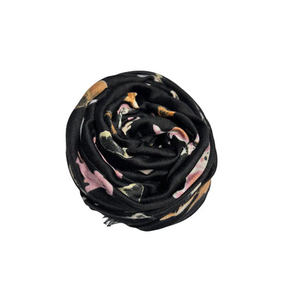Black Mixed-Breed Dog Print Scarf