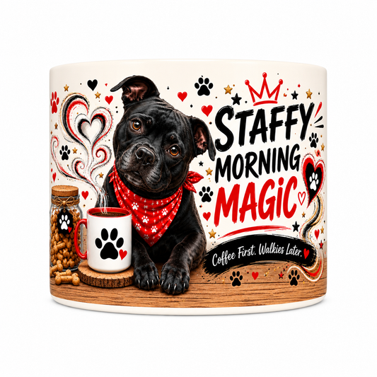 Coffee First Walkies Later Staffy Mug