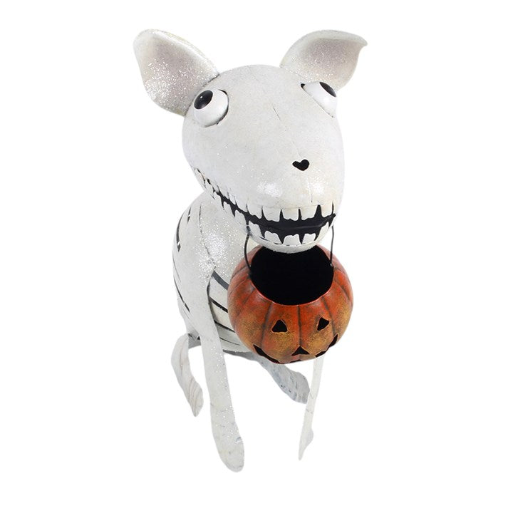 Halloween Skeleton Dog with Pumpkin Ornament