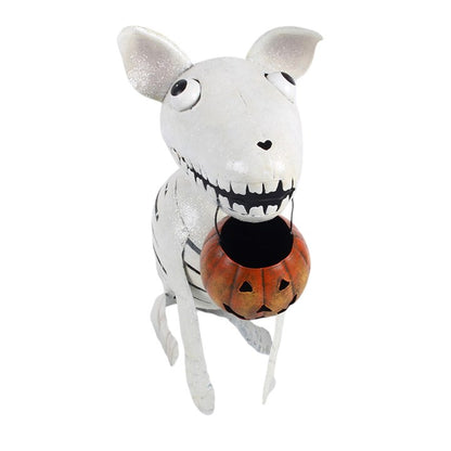 Halloween Skeleton Dog with Pumpkin Ornament