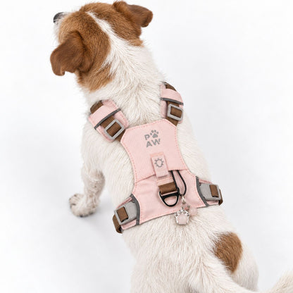 Soft Pink Rose Quartz Reflective Dog Harness S