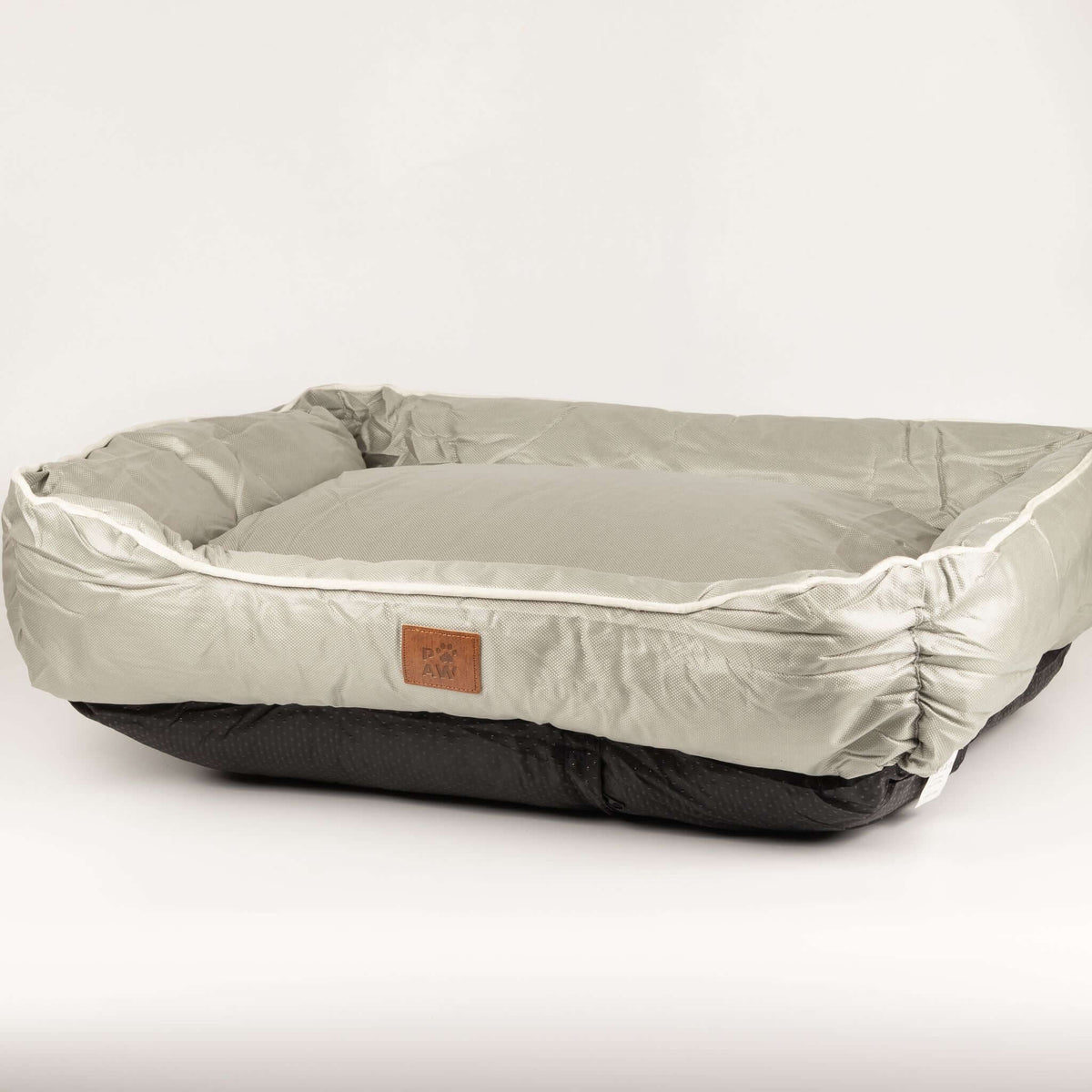 Khaki Beige Padded Dog Bed with Raised Sides 70cm