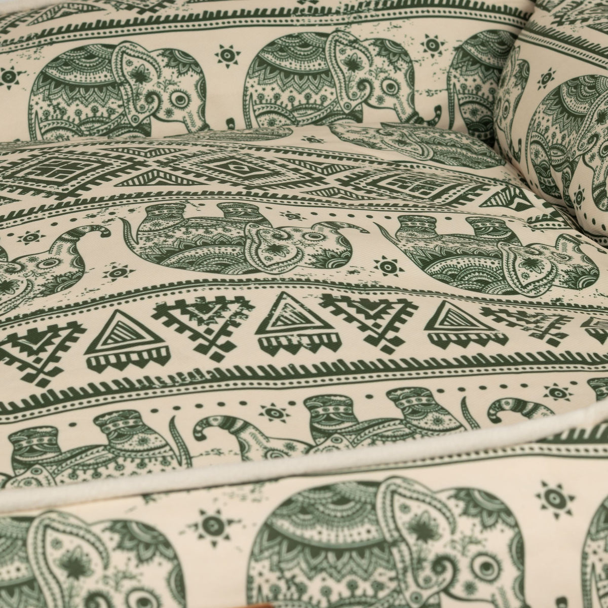 Green Elephant Print Dog Bed 60cm