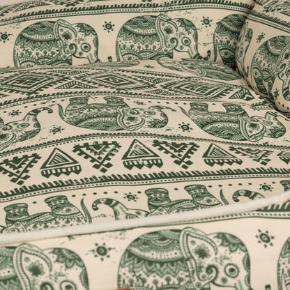 Green Elephant Print Dog Bed 60cm