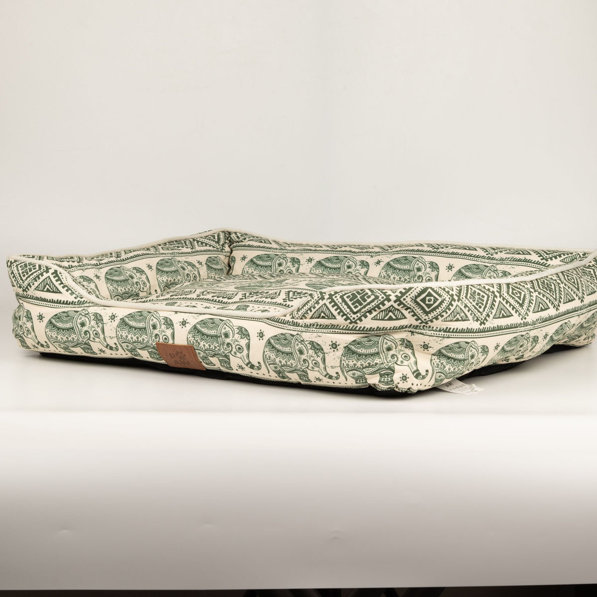 Green Elephant Print Dog Bed 60cm