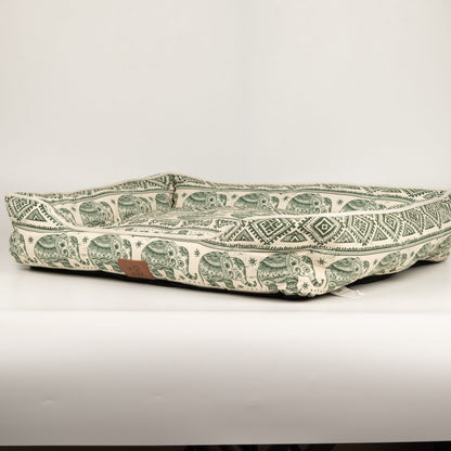 Green Elephant Print Dog Bed 60cm