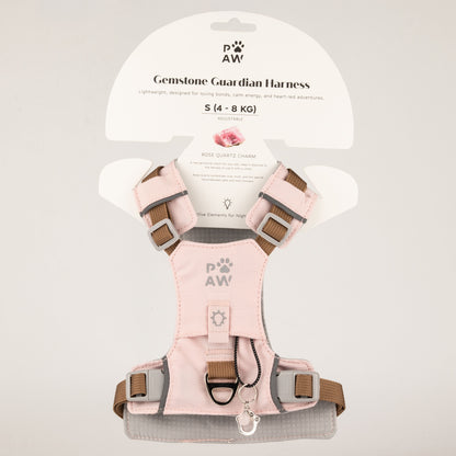 Soft Pink Rose Quartz Reflective Dog Harness S