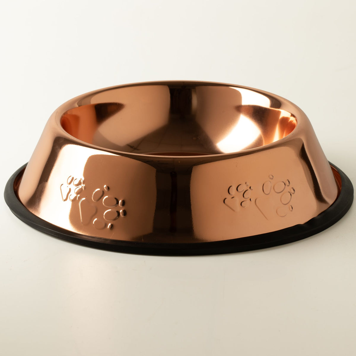 Copper Style Stainless Steel Dog Bowl with Paw Prints 22cm