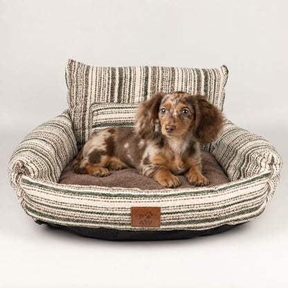 Small Striped Sofa Dog Bed with Cushion 50cm