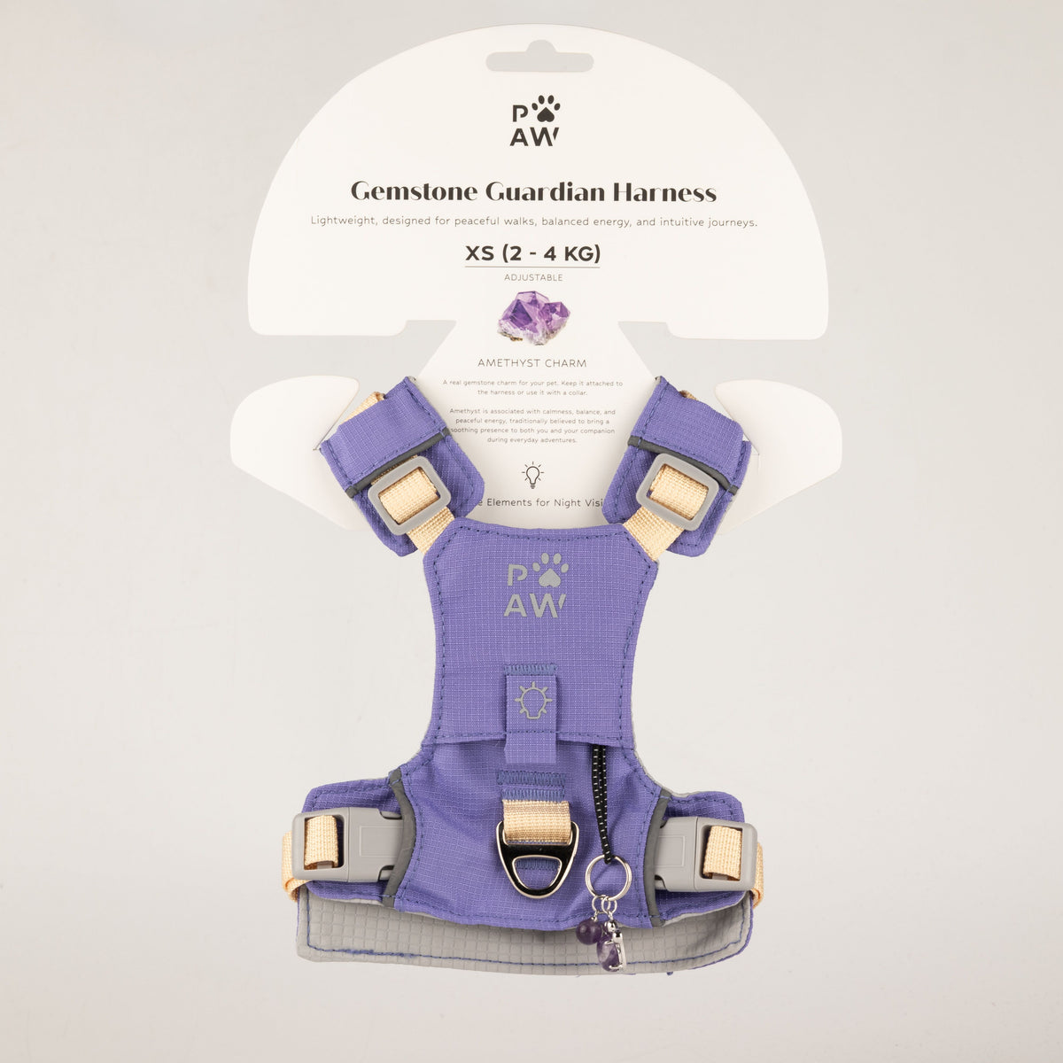 Lavender Amethyst Reflective Dog Harness XS