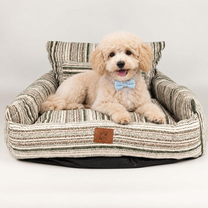 Striped Sofa Dog Bed with Reversible Cushion 60cm