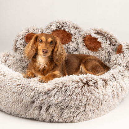 Fluffy Paw Print Dog Bed 70cm – Soft Plush