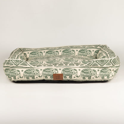 Green Elephant Print Dog Bed 60cm