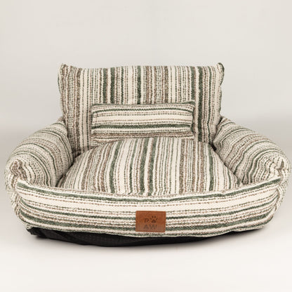 Small Striped Sofa Dog Bed with Cushion 50cm