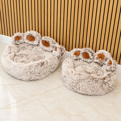 Fluffy Paw Print Dog Bed 70cm – Soft Plush