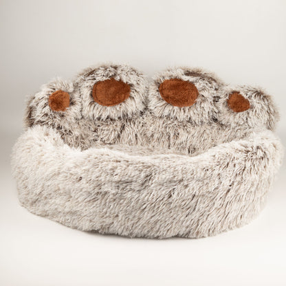 Fluffy Paw Print Dog Bed 70cm – Soft Plush