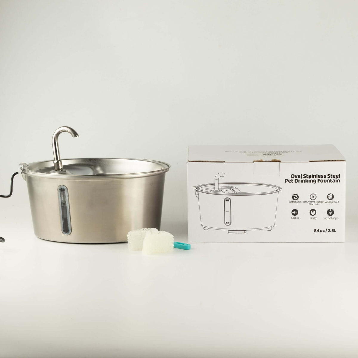 Stainless Steel Dog Water Fountain 2.5L USB