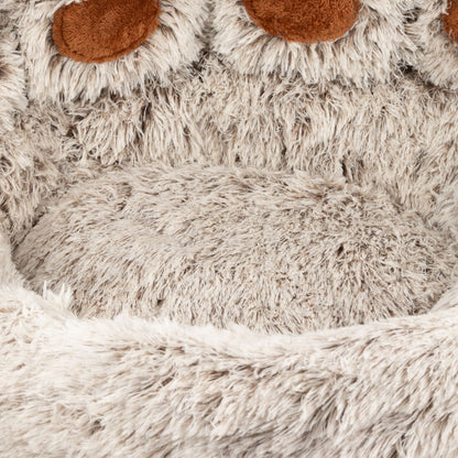 Fluffy Paw Print Dog Bed 70cm – Soft Plush