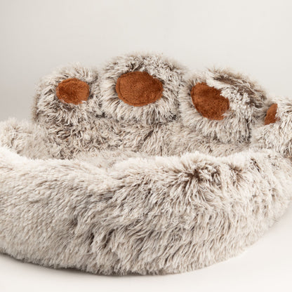 Fluffy Paw Print Dog Bed 70cm – Soft Plush