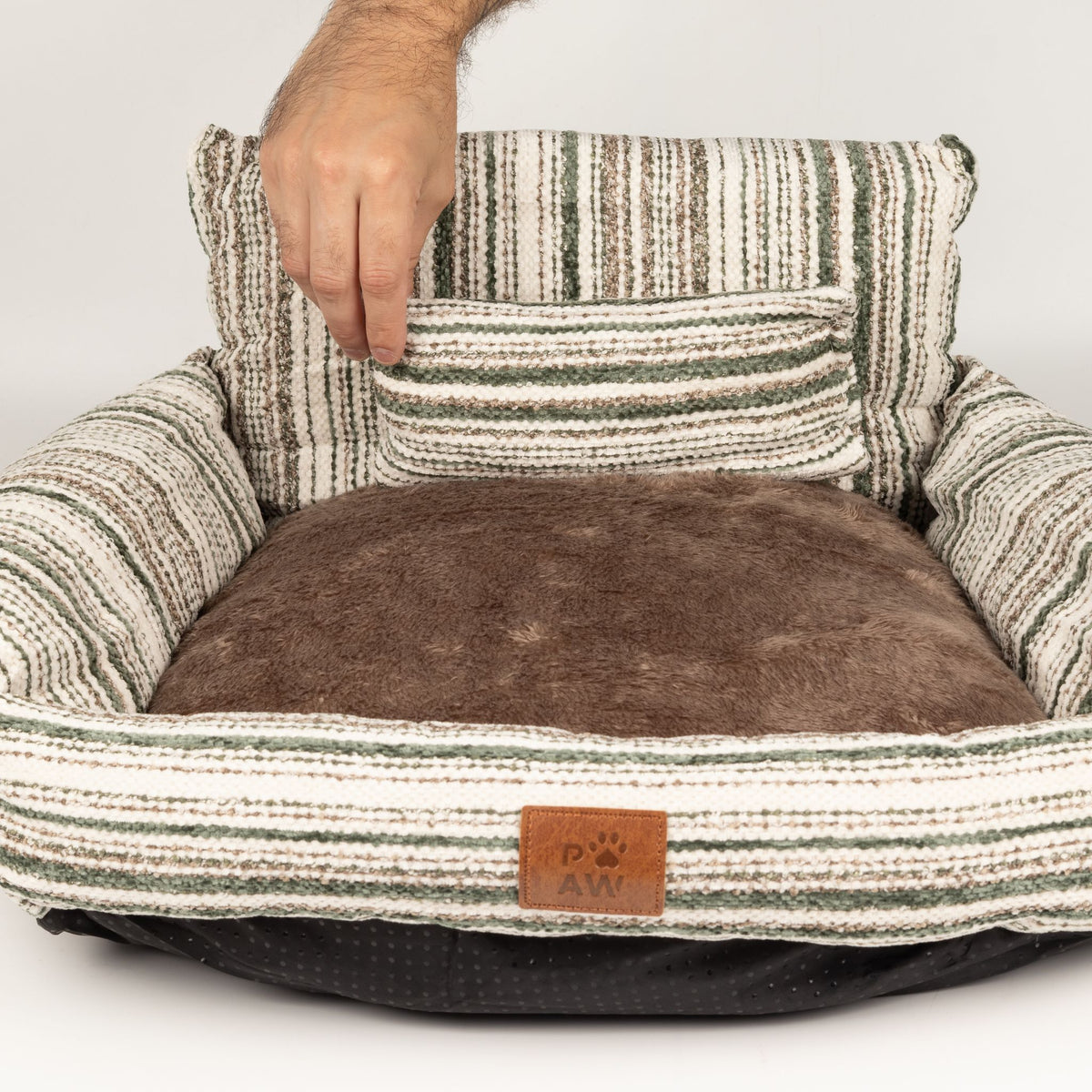 Small Striped Sofa Dog Bed with Cushion 50cm