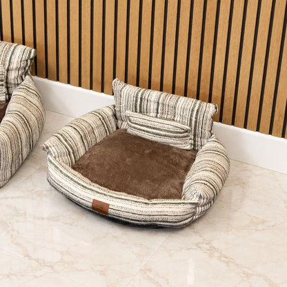Small Striped Sofa Dog Bed with Cushion 50cm