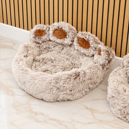Fluffy Paw Print Dog Bed 70cm – Soft Plush