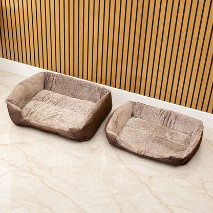Teddy Brown Plush Dog Bed 70cm