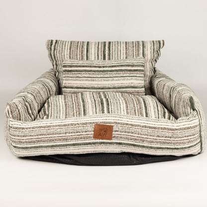 Striped Sofa Dog Bed with Reversible Cushion 60cm