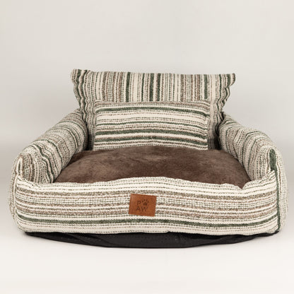 Striped Sofa Dog Bed with Reversible Cushion 60cm