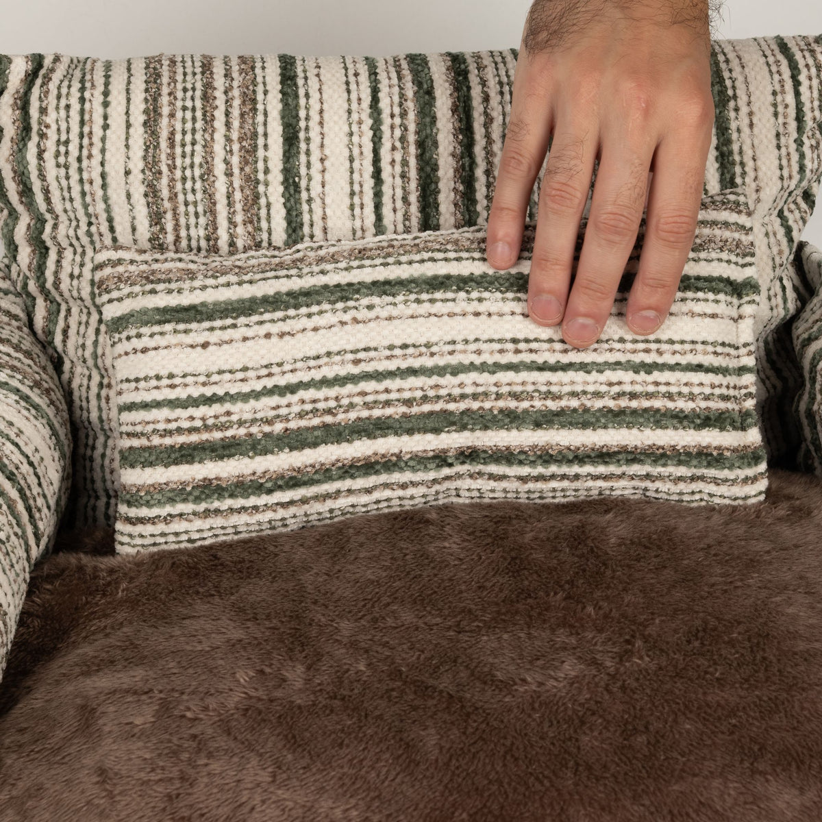 Striped Sofa Dog Bed with Reversible Cushion 60cm
