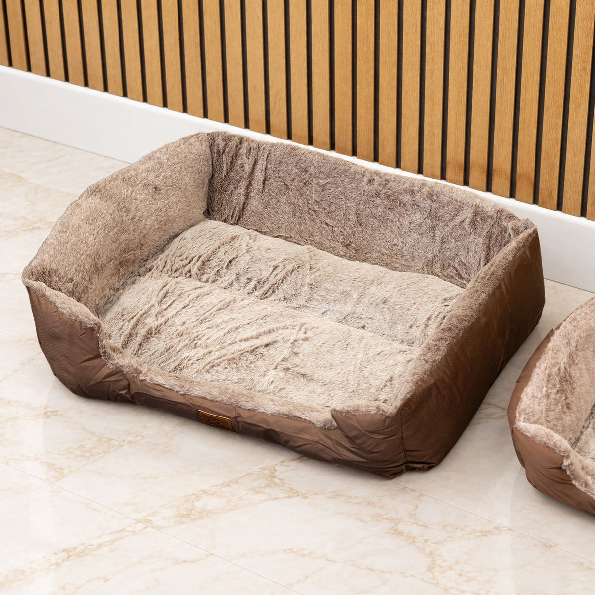 Teddy Brown Plush Dog Bed 70cm