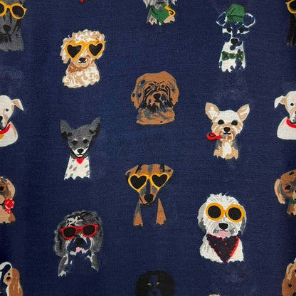 Dog Sunglasses Print Scarf – Khaki & Navy