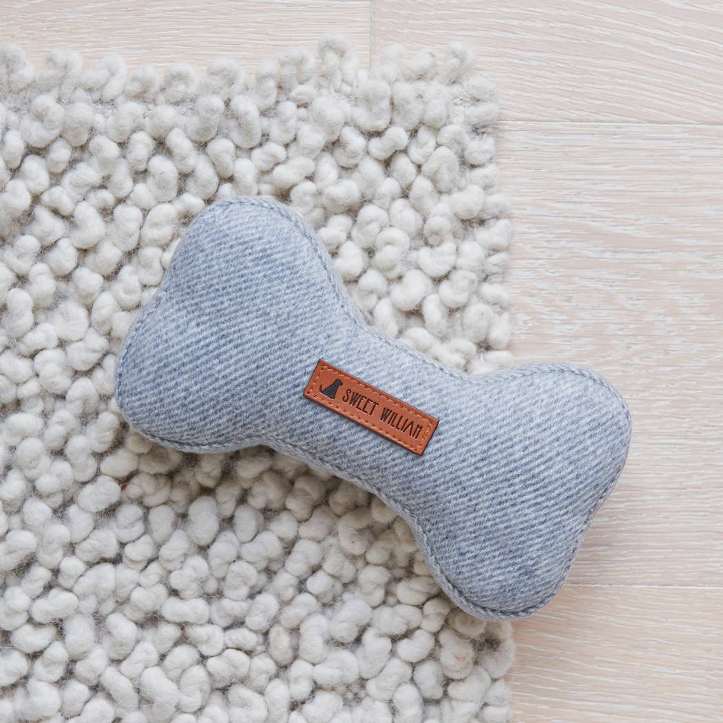 Grey Tweed Dog Bone Squeaky Toy Large