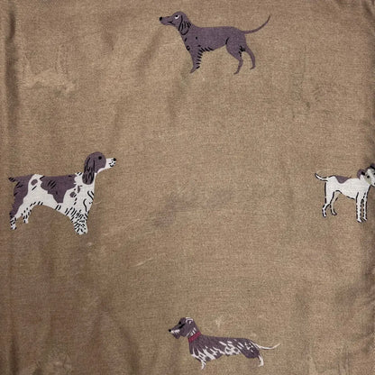 Dog Print Scarf – Mocha, White & Navy