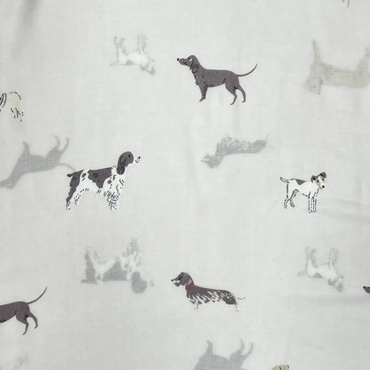 Dog Print Scarf – Mocha, White & Navy