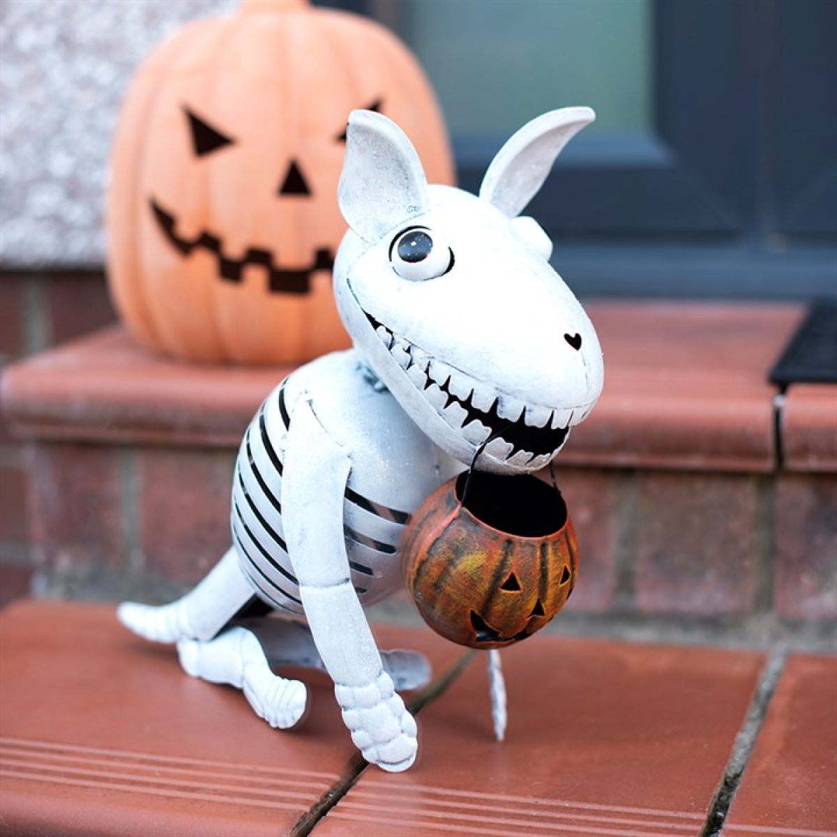 Halloween Skeleton Dog with Pumpkin Ornament